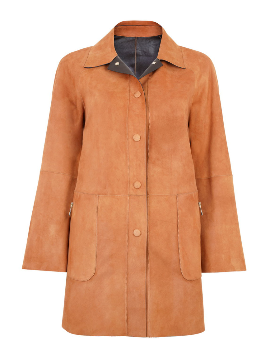 Bena Konyak Kadın Çift Taraflı Süet Deri Pardösü Bena Konyak Kadın Çift Taraflı Süet Deri Pardösü