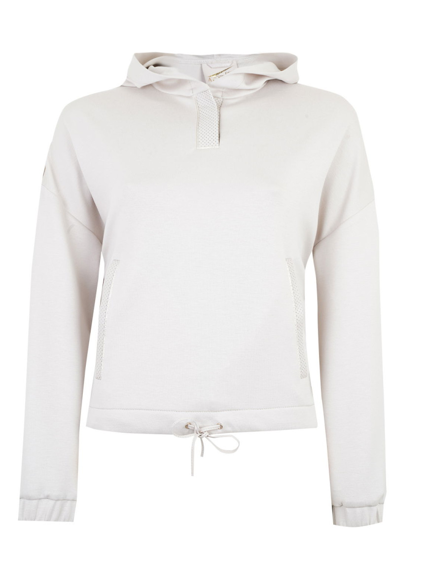 Amari Bej Kadın Deri Detaylı Kapüşonlu Sweatshirt Amari Bej Kadın Deri Detaylı Kapüşonlu Sweatshirt