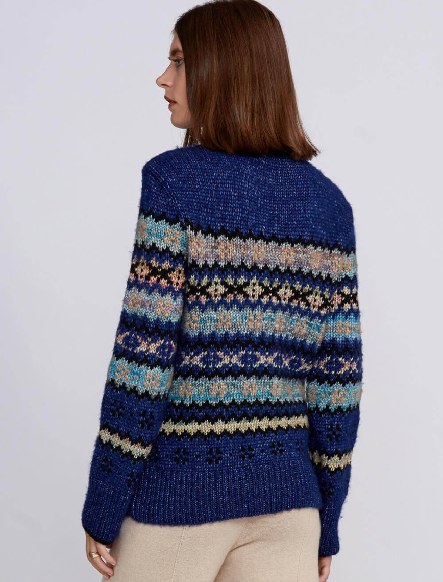 Knitss Kış Desenli Mavi Triko Knitss Kış Desenli Mavi Triko