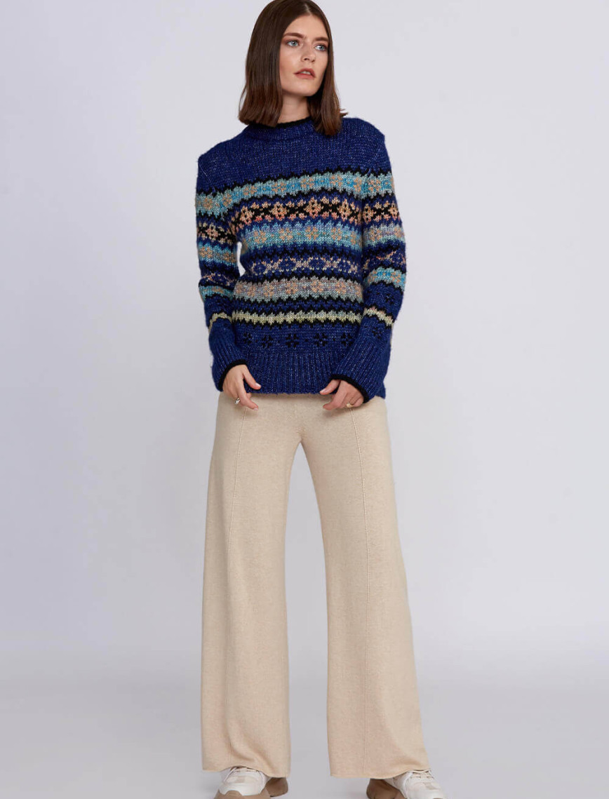 Knitss Kış Desenli Mavi Triko Knitss Kış Desenli Mavi Triko