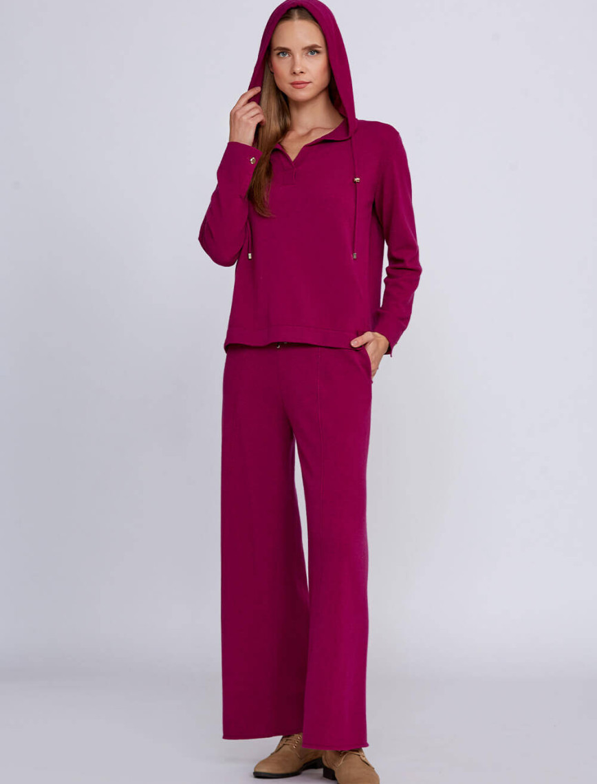 Knitss Kaşmir Karışımlı Kapüşonlu Pembe Triko Knitss Kaşmir Karışımlı Kapüşonlu Pembe Triko