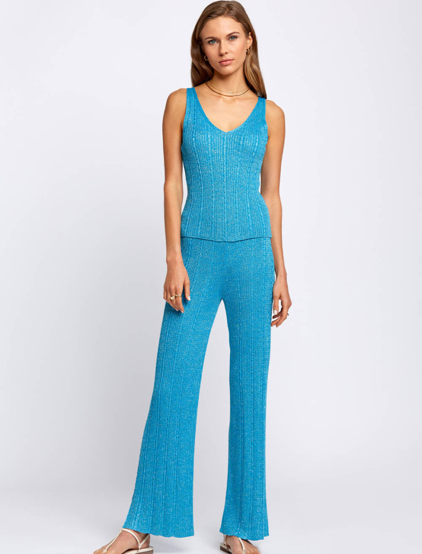 Knitss V Yaka Kolsuz Turkuaz Triko Üst Knitss V Yaka Kolsuz Turkuaz Triko Üst