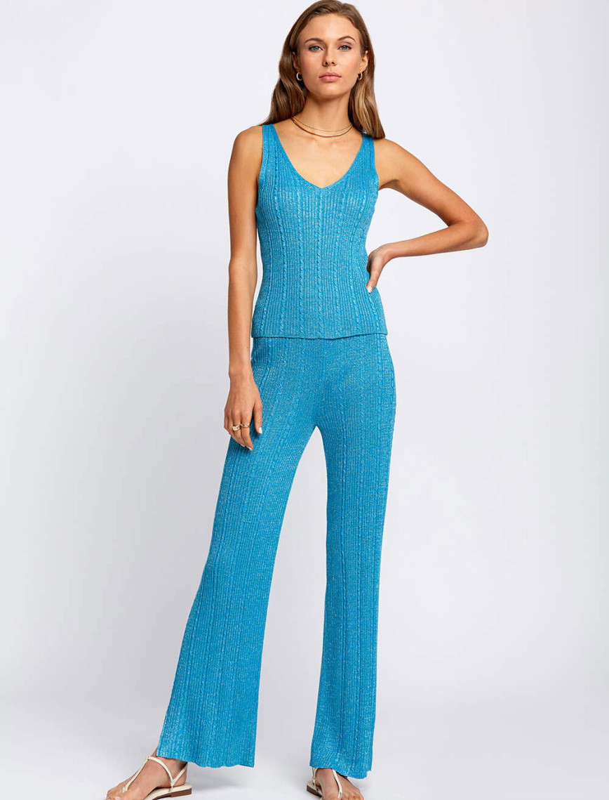 Knitss V Yaka Kolsuz Turkuaz Triko Üst Knitss V Yaka Kolsuz Turkuaz Triko Üst