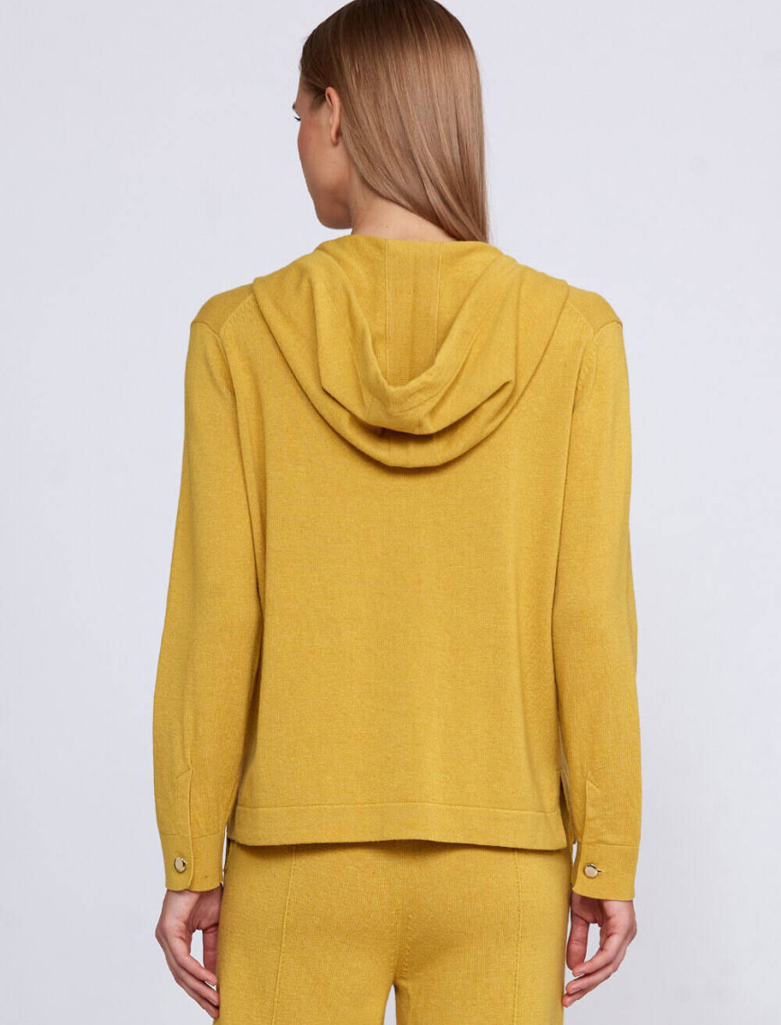 Knitss Kaşmir Karışımlı Kapüşonlu Sarı Triko Üst Knitss Kaşmir Karışımlı Kapüşonlu Sarı Triko Üst
