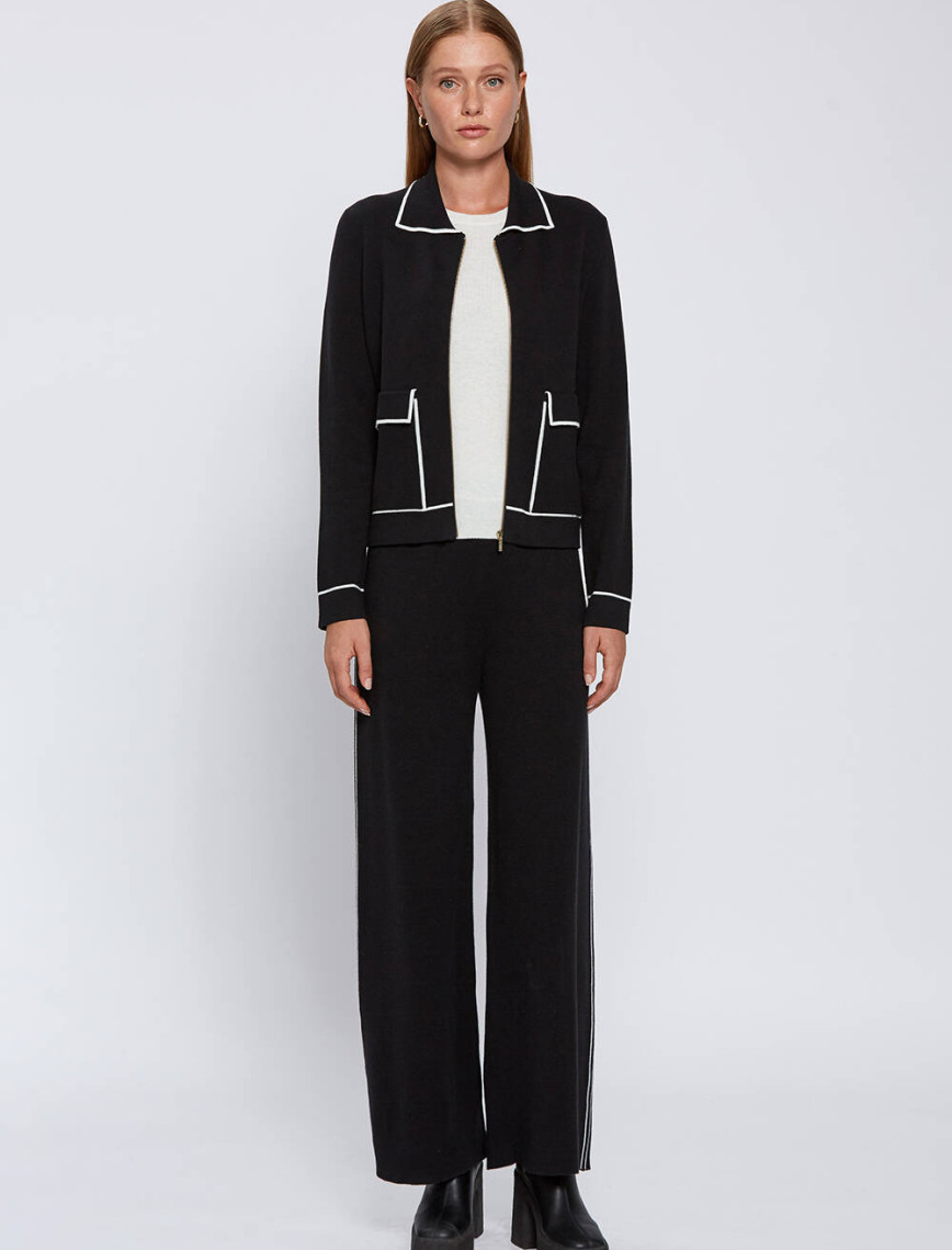 Knitss Kontrast Çizgili Triko Pantolon Knitss Kontrast Çizgili Triko Pantolon