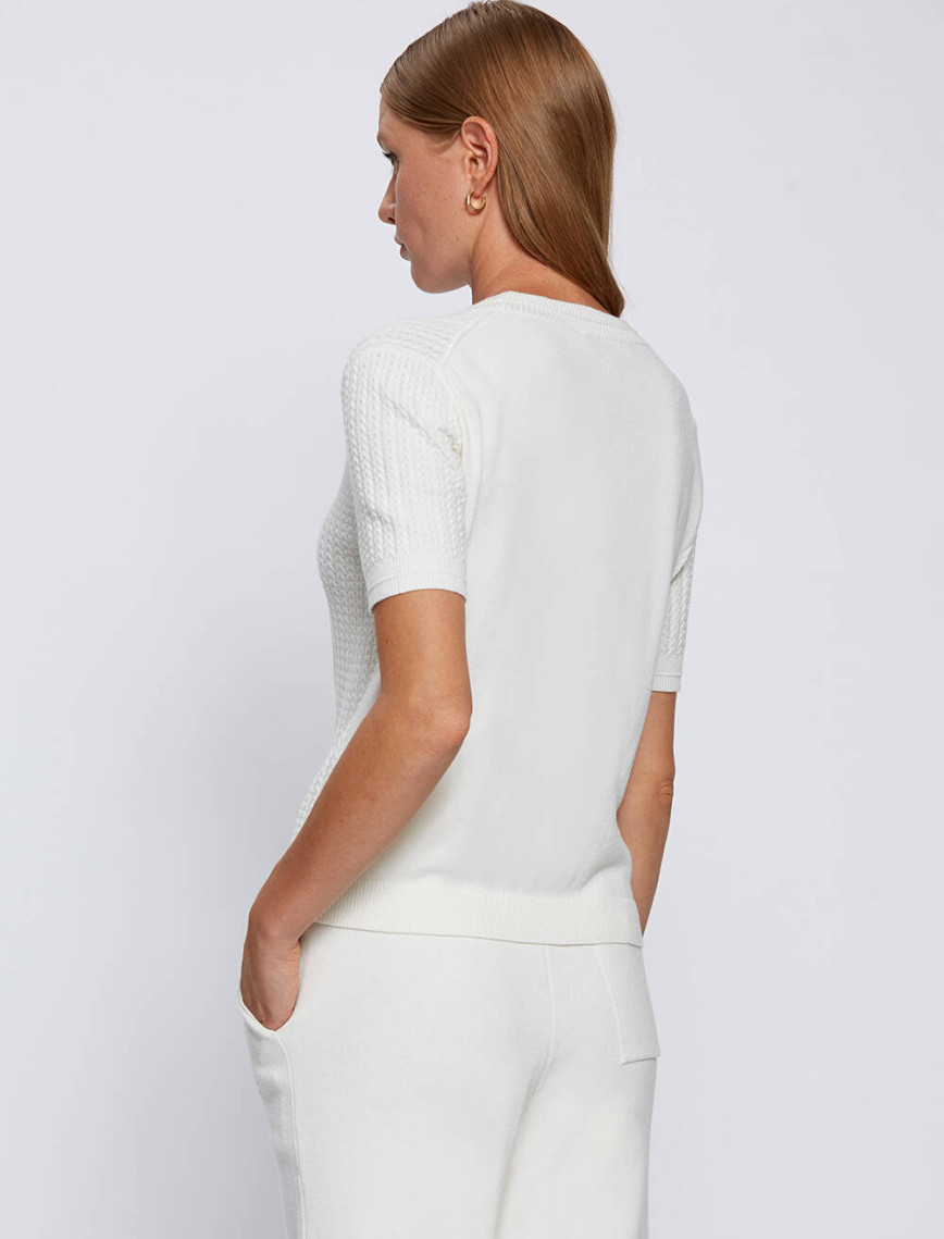 Knitss Örgü Detaylı Ekru Triko Üst Knitss Örgü Detaylı Ekru Triko Üst