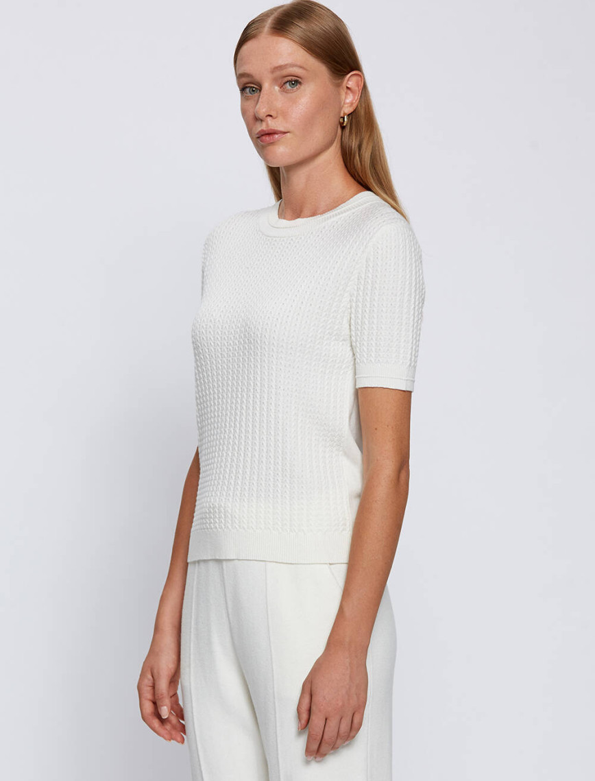 Knitss Örgü Detaylı Ekru Triko Üst Knitss Örgü Detaylı Ekru Triko Üst