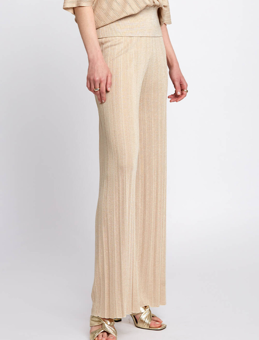 Knitss Yazlık İnce Bej Triko Pantolon Knitss Yazlık İnce Bej Triko Pantolon