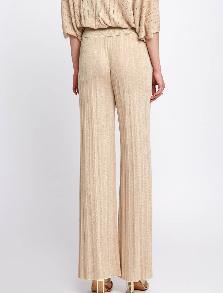 Knitss Yazlık İnce Bej Triko Pantolon Knitss Yazlık İnce Bej Triko Pantolon