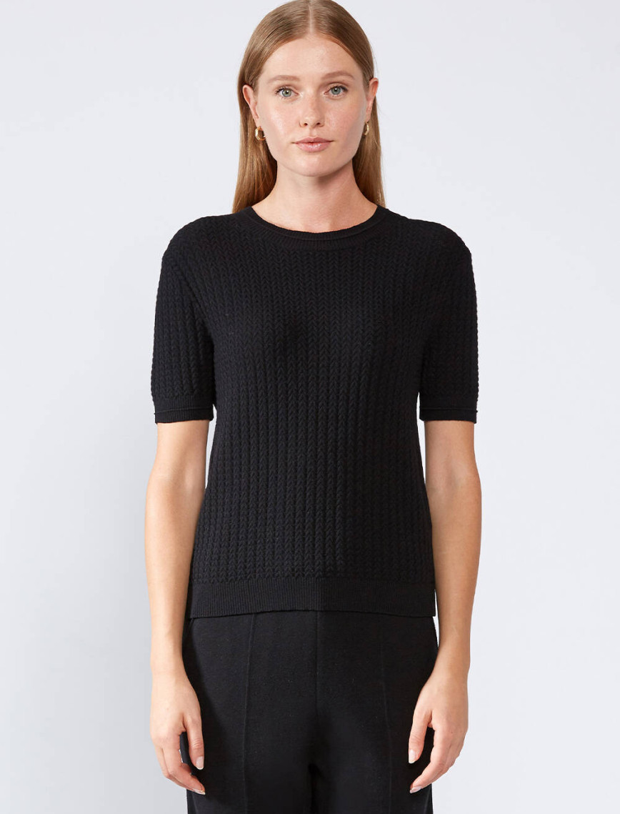 Knitss Örgü Detaylı Siyah Triko Üst Knitss Örgü Detaylı Siyah Triko Üst