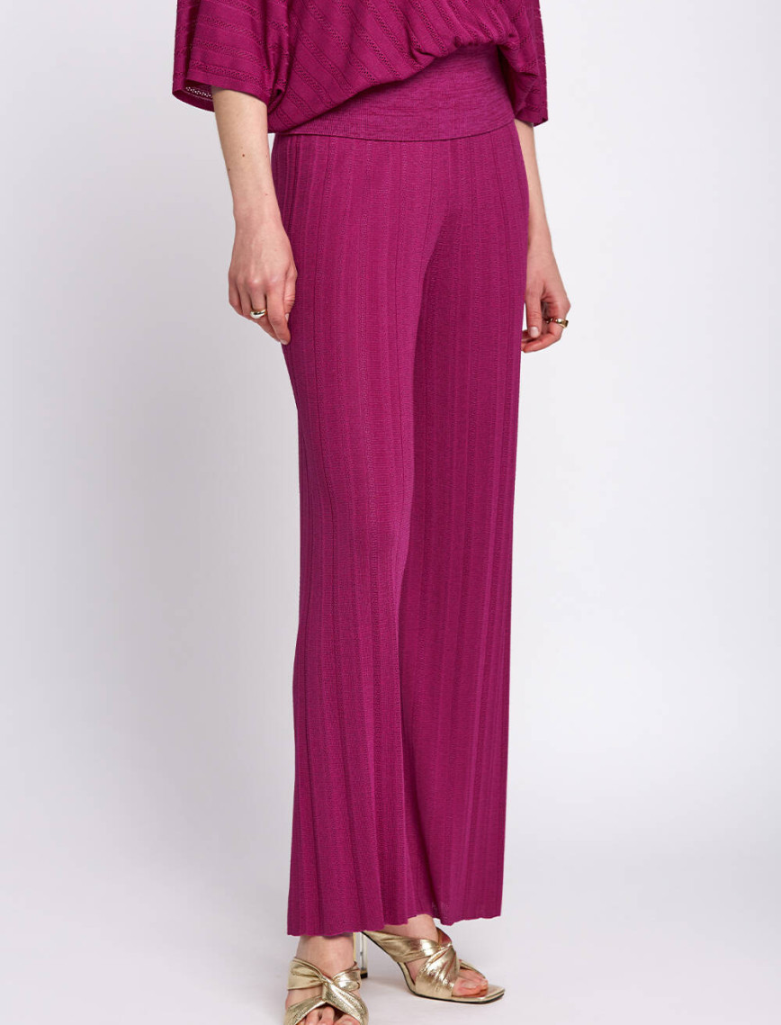 Knitss Yazlık İnce Fuşya Triko Pantolon Knitss Yazlık İnce Fuşya Triko Pantolon