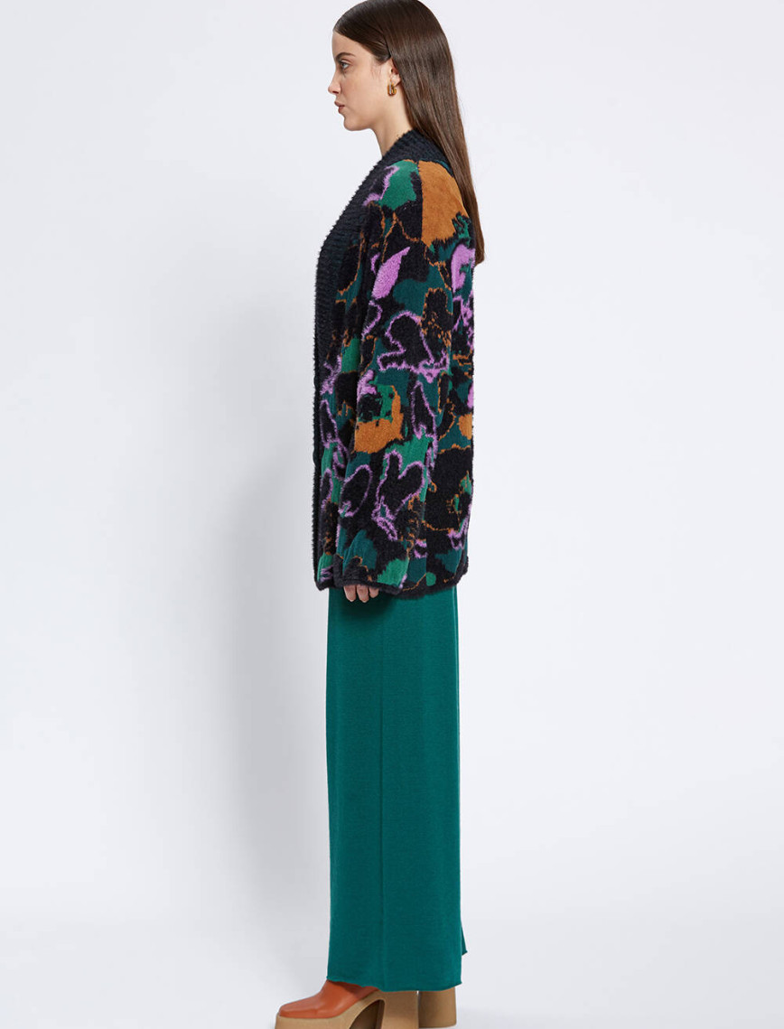 Knitss Manolya Desenli Oversıze Triko Hırka Knitss Manolya Desenli Oversıze Triko Hırka