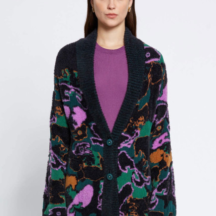 Knitss Manolya Desenli Oversıze Triko Hırka