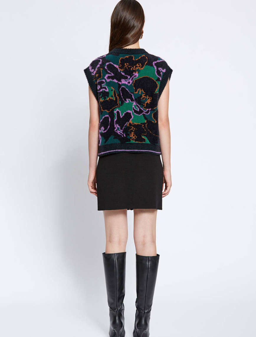 Knitss Manolya Desenli Oversıze Triko Yelek Knitss Manolya Desenli Oversıze Triko Yelek