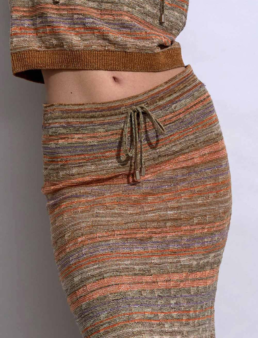 Knitss Yırtmaç Detaylı Tarçın Rengi Triko Etek Knitss Yırtmaç Detaylı Tarçın Rengi Triko Etek