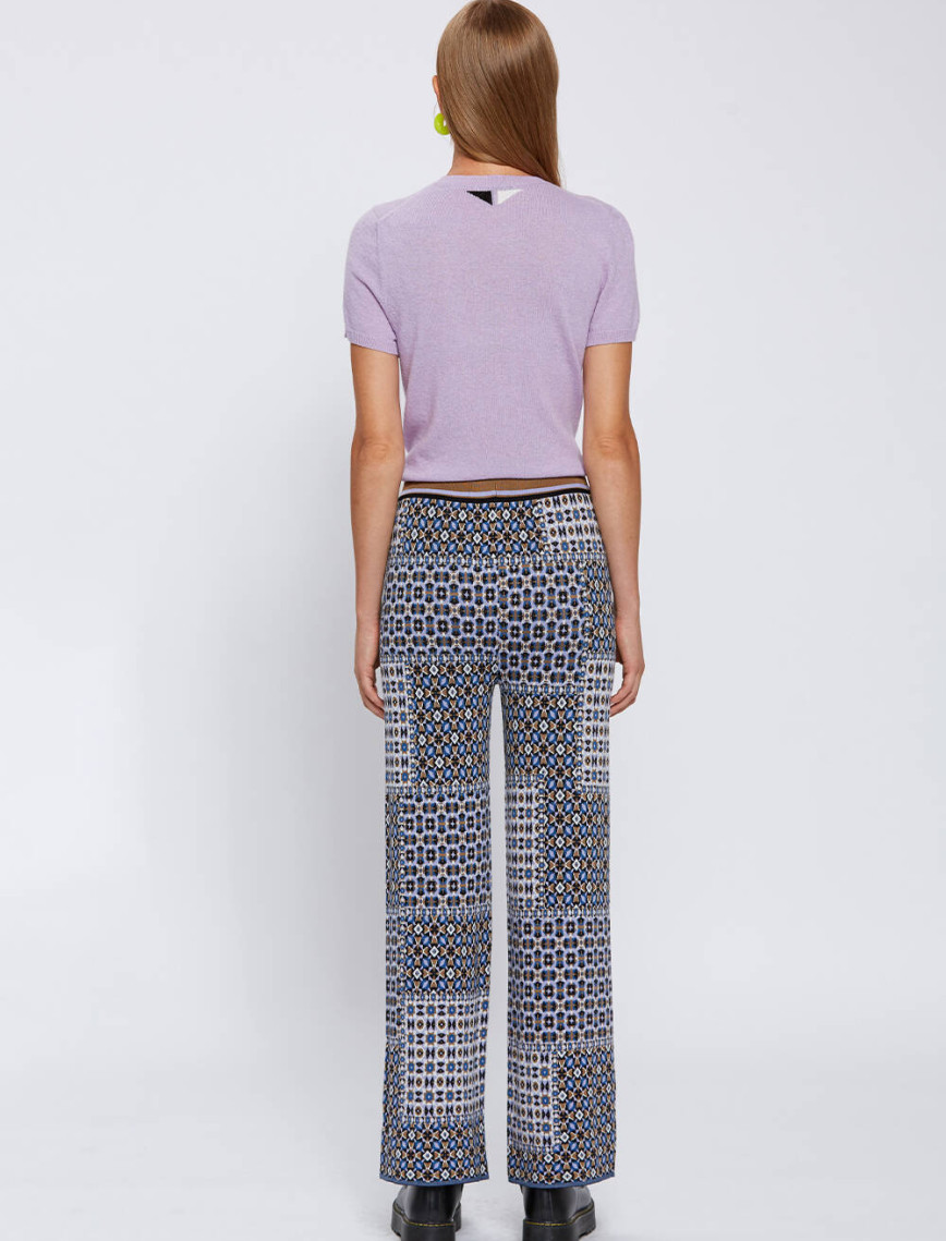 Knitss Patchwork Jakar Desen Triko Pantolon Knitss Patchwork Jakar Desen Triko Pantolon