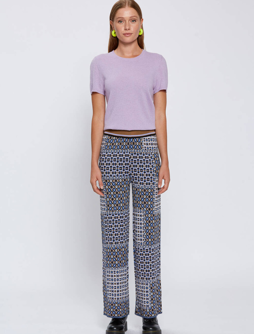 Knitss Patchwork Jakar Desen Triko Pantolon Knitss Patchwork Jakar Desen Triko Pantolon