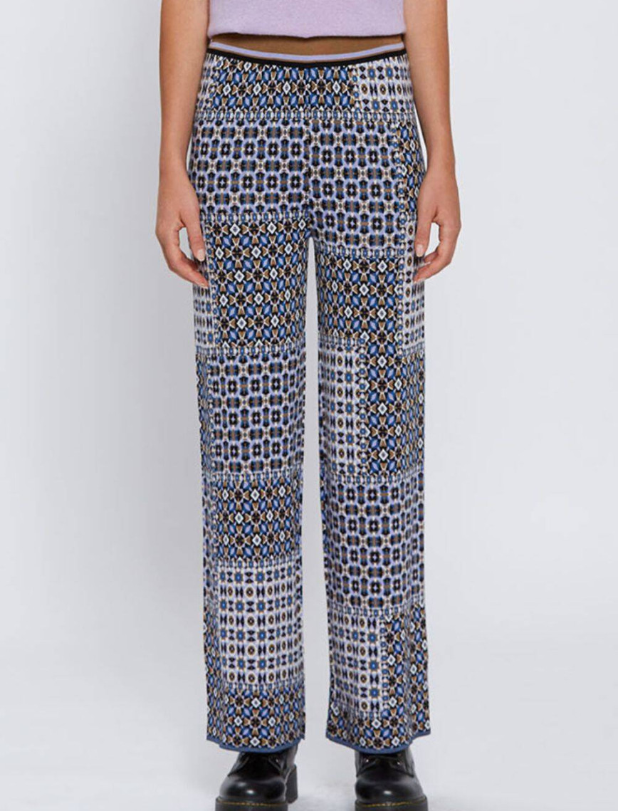 Knitss Patchwork Jakar Desen Triko Pantolon Knitss Patchwork Jakar Desen Triko Pantolon