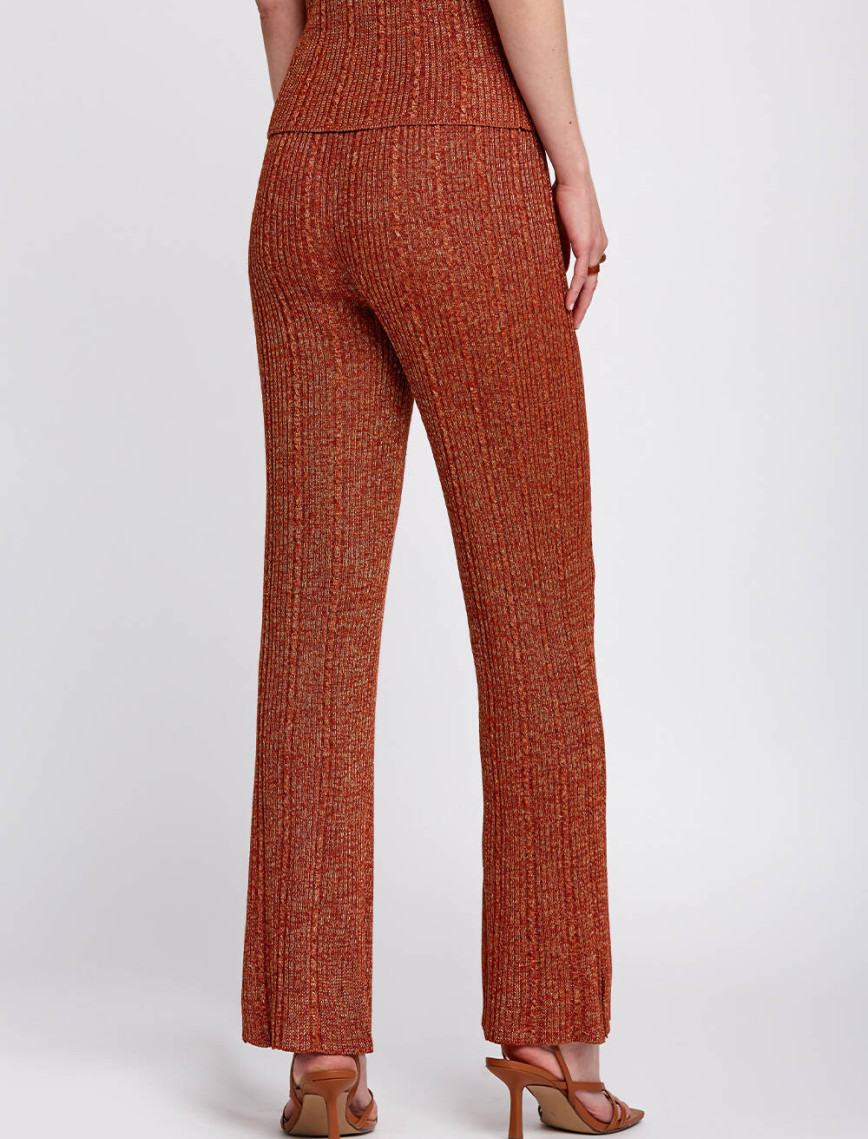 Knitss Yırtmaç Detaylı Tarçın Rengi Triko Pantolon Knitss Yırtmaç Detaylı Tarçın Rengi Triko Pantolon