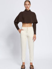 Knitss Merino Yün Karışımlı Ekru Triko Pantolon Knitss Merino Yün Karışımlı Ekru Triko Pantolon