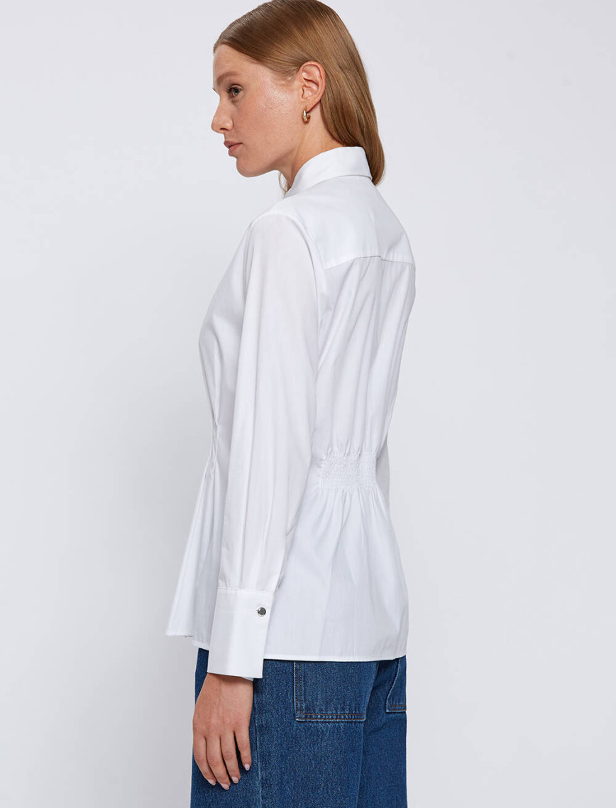 Knitss Pile Detaylı Beyaz Saf Pamuk Gömlek Knitss Pile Detaylı Beyaz Saf Pamuk Gömlek