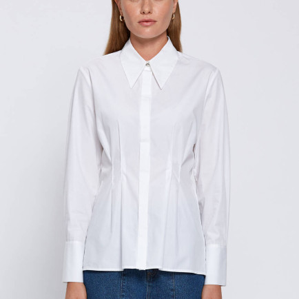 Knitss Pile Detaylı Beyaz Saf Pamuk Gömlek Knitss Pile Detaylı Beyaz Saf Pamuk Gömlek