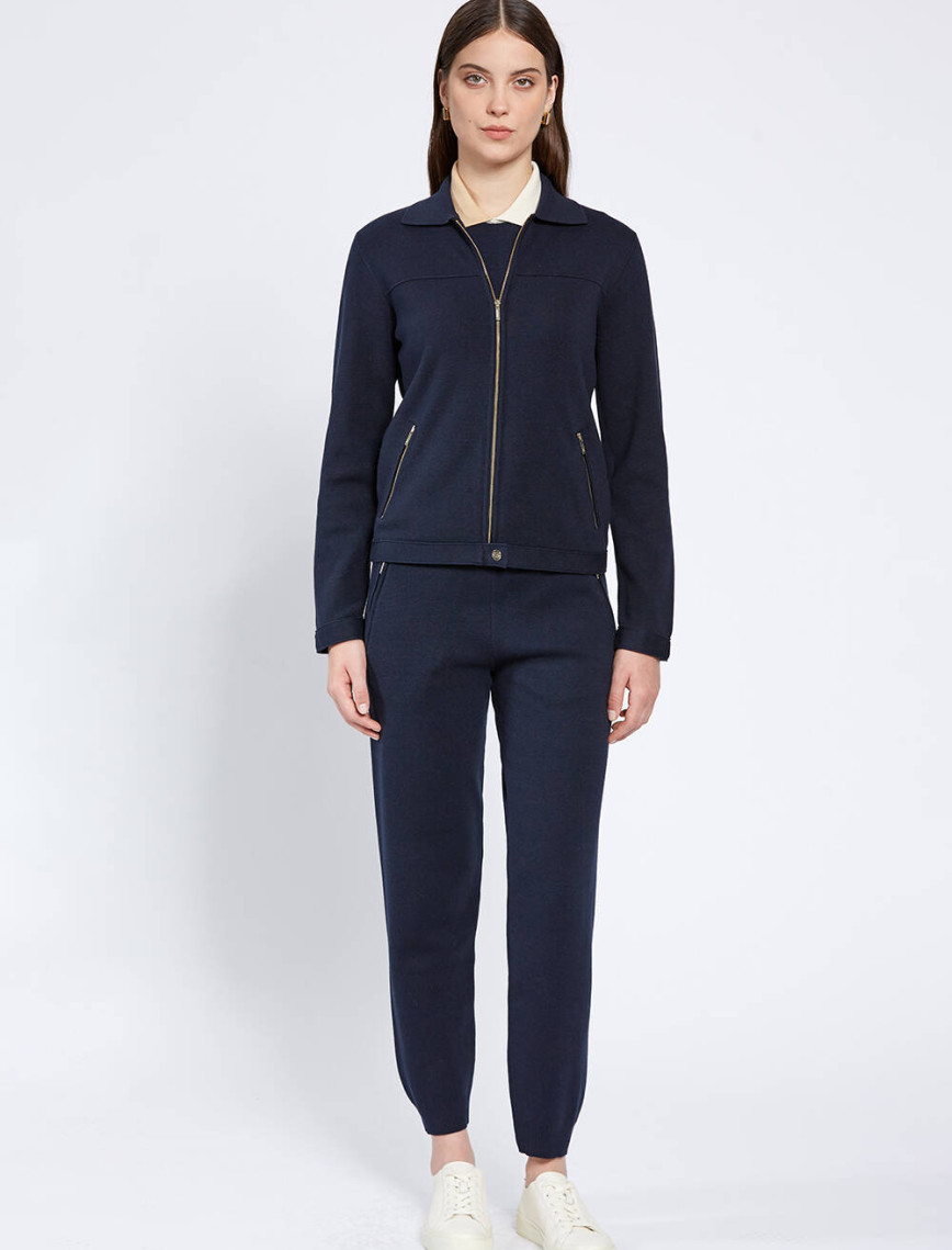 Knitss Merino Yün Karışımlı Lacivert Triko Ceket