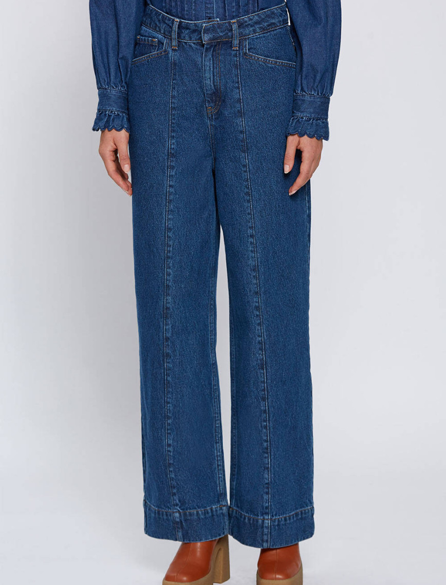 Knitss Yüksek Bel Mavi Denim Pantolon Knitss Yüksek Bel Mavi Denim Pantolon