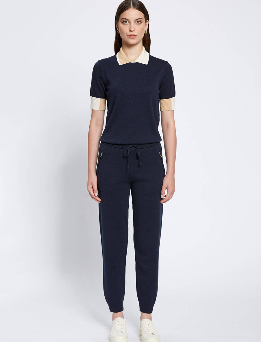 Knitss Merino Yün Karışımlı Lacivert Triko Pantolon Knitss Merino Yün Karışımlı Lacivert Triko Pantolon