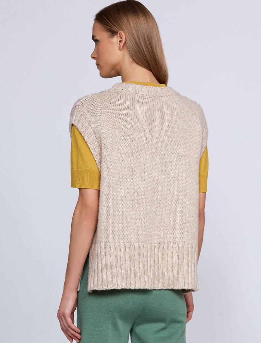 Knitss Yün Karışımlı Şerit Detaylı Krem Rengi Triko Üst Knitss Yün Karışımlı Şerit Detaylı Krem Rengi Triko Üst