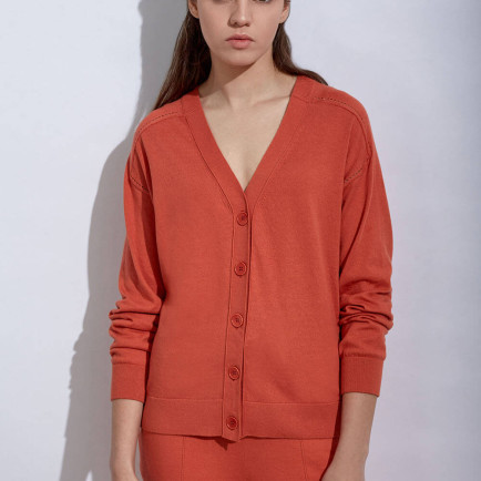 Knitss Kaşmir Karışımlı Turuncu Triko Hırka