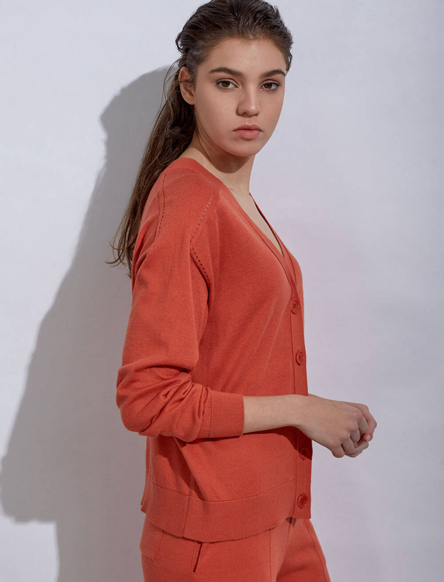 Knitss Kaşmir Karışımlı Turuncu Triko Hırka Knitss Kaşmir Karışımlı Turuncu Triko Hırka