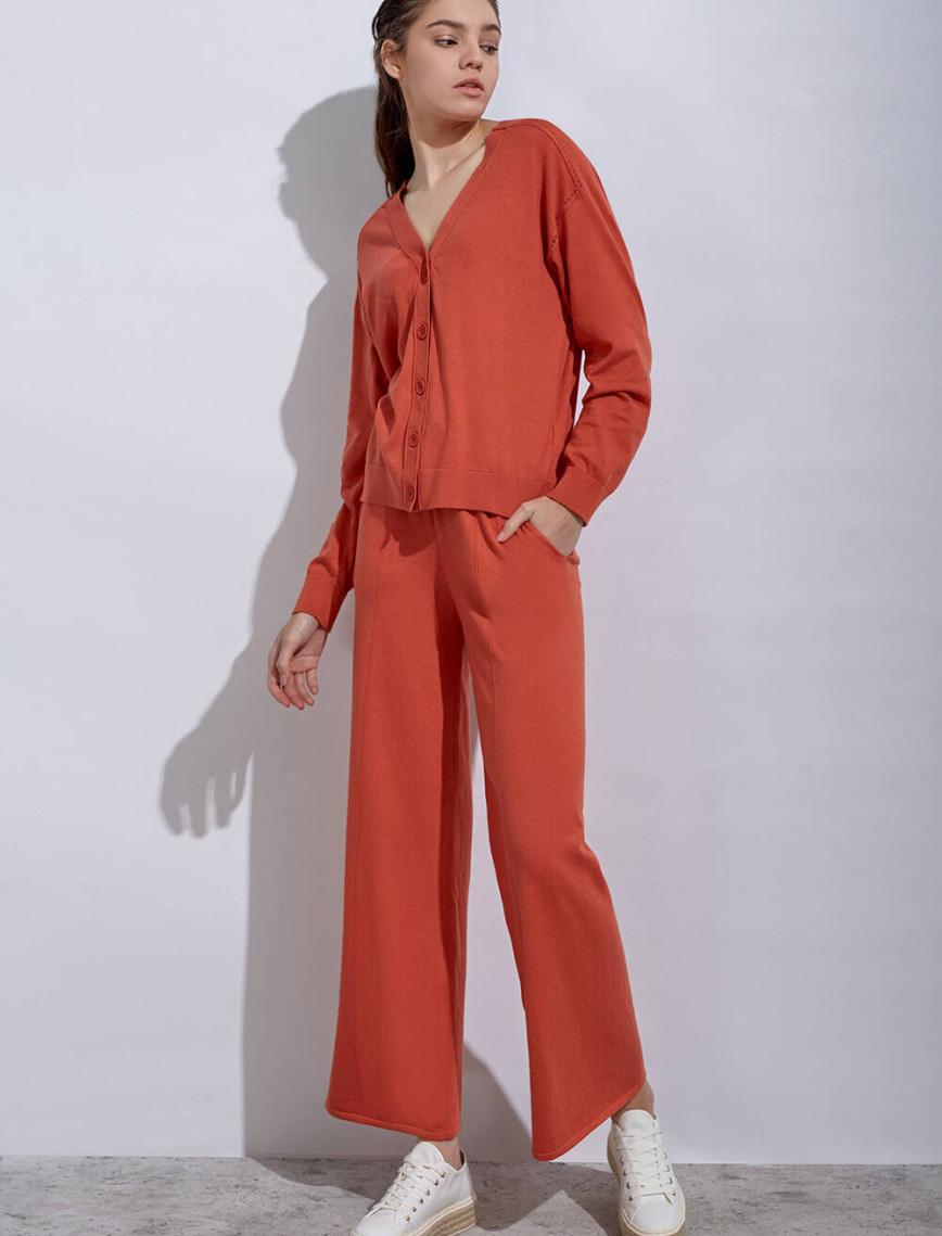 Knitss Kaşmir Karışımlı Turuncu Triko Pantolon Knitss Kaşmir Karışımlı Turuncu Triko Pantolon