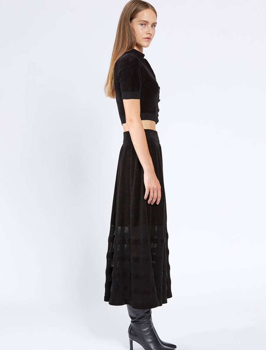 Knitss Kadife Doku Siyah Triko Etek Knitss Kadife Doku Siyah Triko Etek