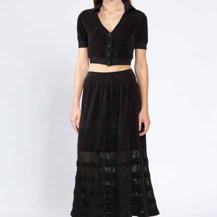 Knitss Kadife Doku Siyah Triko Etek