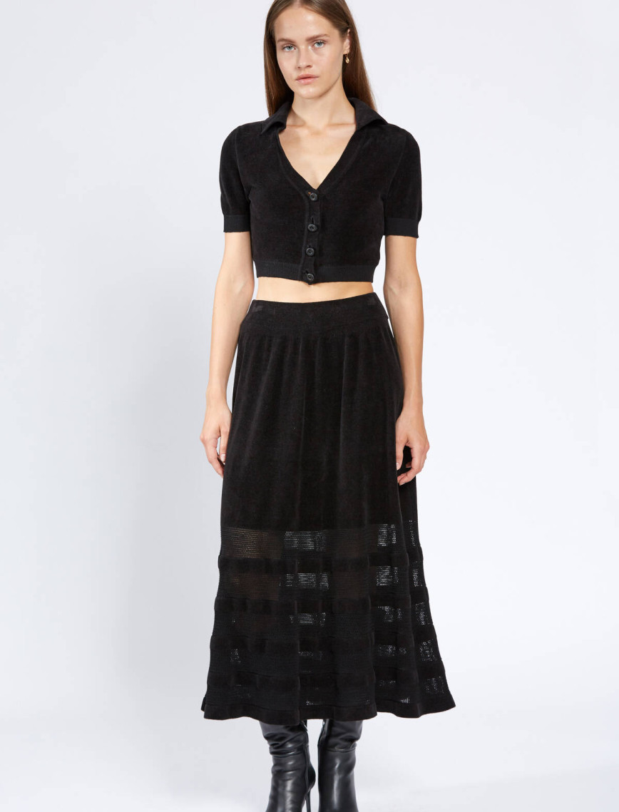 Knitss Kadife Doku Siyah Triko Etek Knitss Kadife Doku Siyah Triko Etek