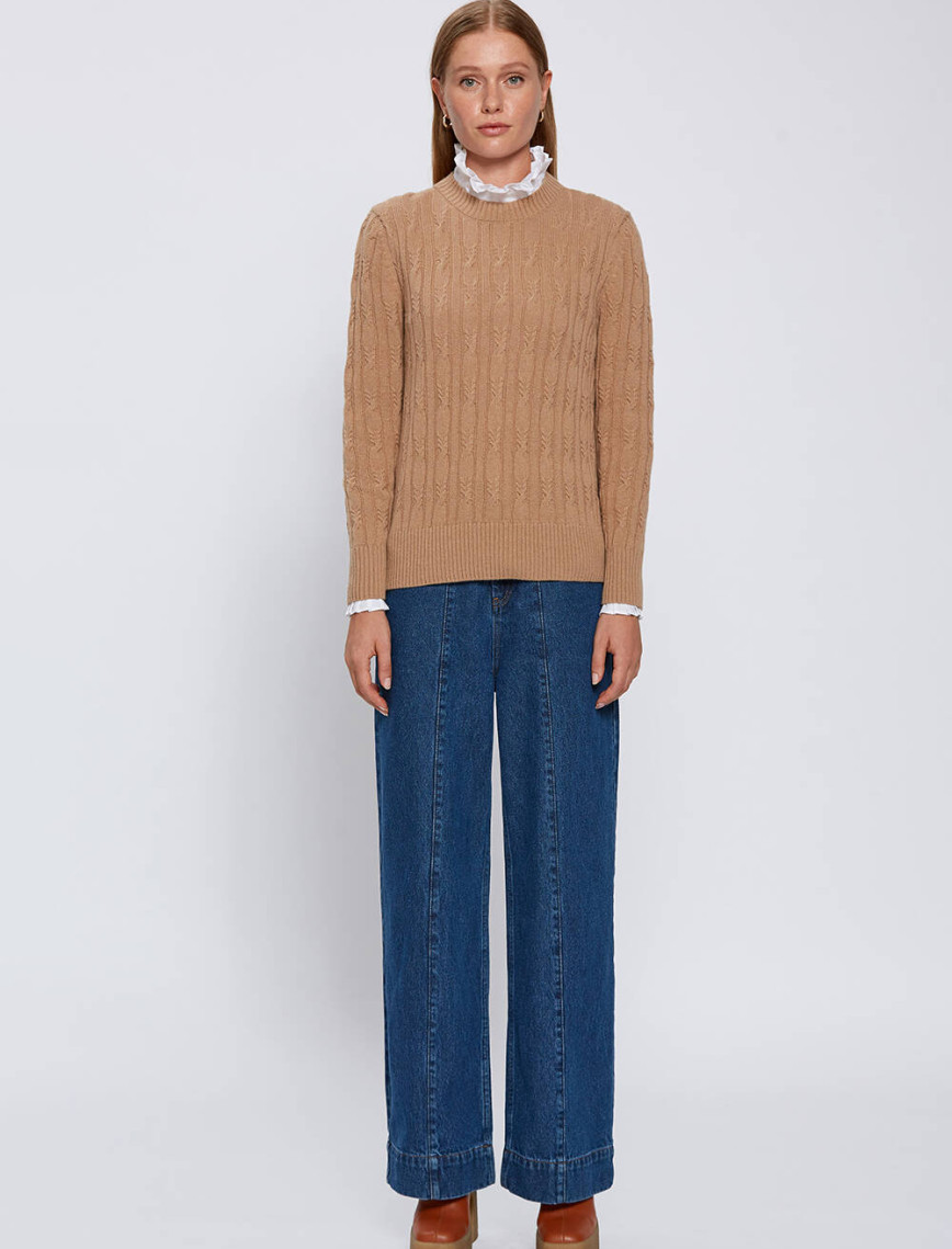 Knitss Kaşmir Karışımlı Saç Örgü Camel Triko Knitss Kaşmir Karışımlı Saç Örgü Camel Triko