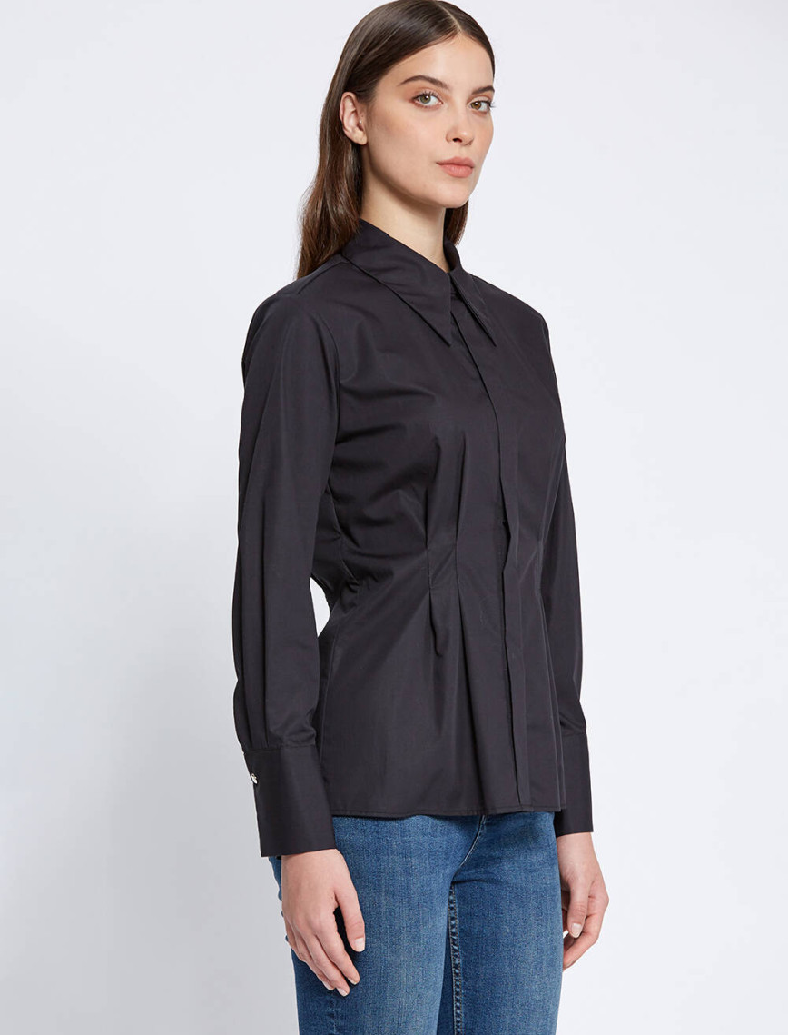 Knitss Pile Detaylı Siyah Saf Pamuk Gömlek Knitss Pile Detaylı Siyah Saf Pamuk Gömlek