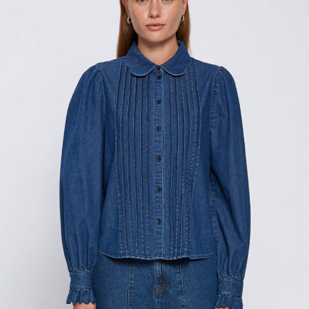 Knitss Nervür Detaylı Denim Gömlek Knitss Nervür Detaylı Denim Gömlek