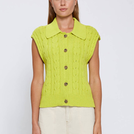 Knitss Organik Pamuk Düğme Kapamalı Yeşil Triko