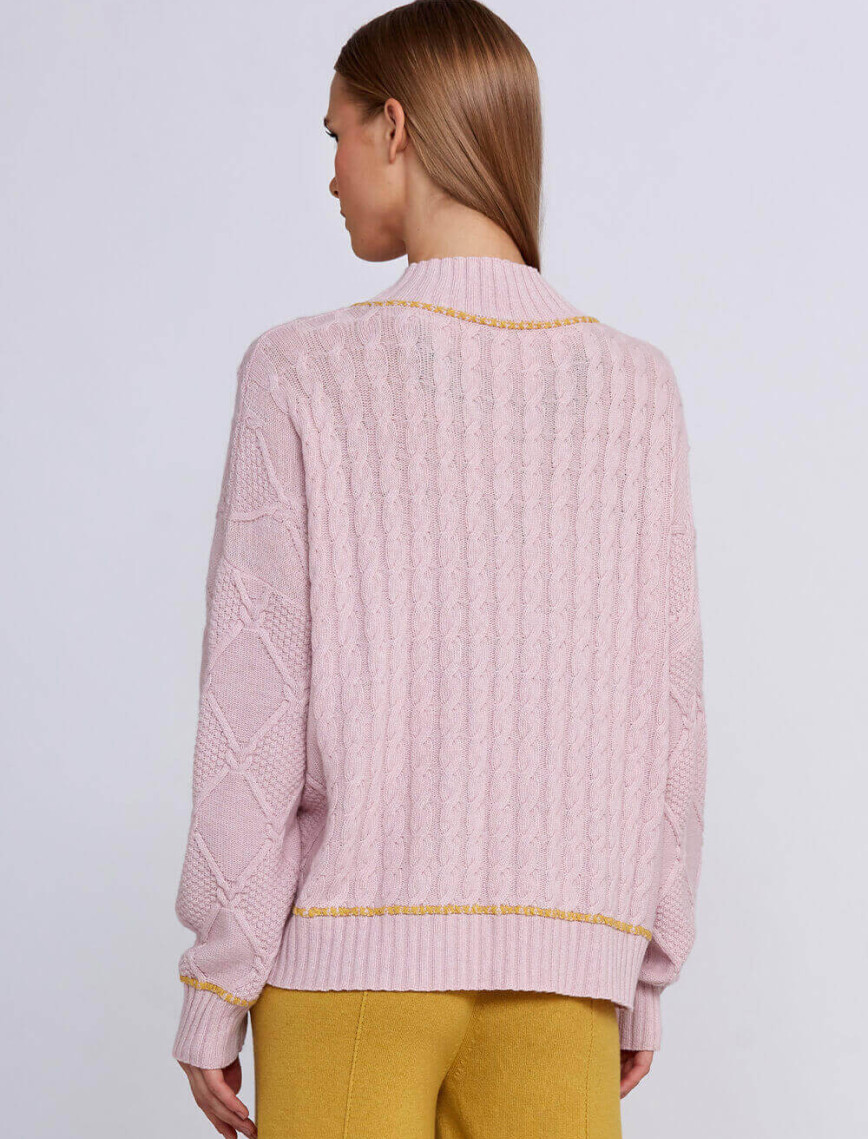 Knitss Kaşmir Karışımlı Saç Örgü Detaylı Açık Pembe Triko Knitss Kaşmir Karışımlı Saç Örgü Detaylı Açık Pembe Triko