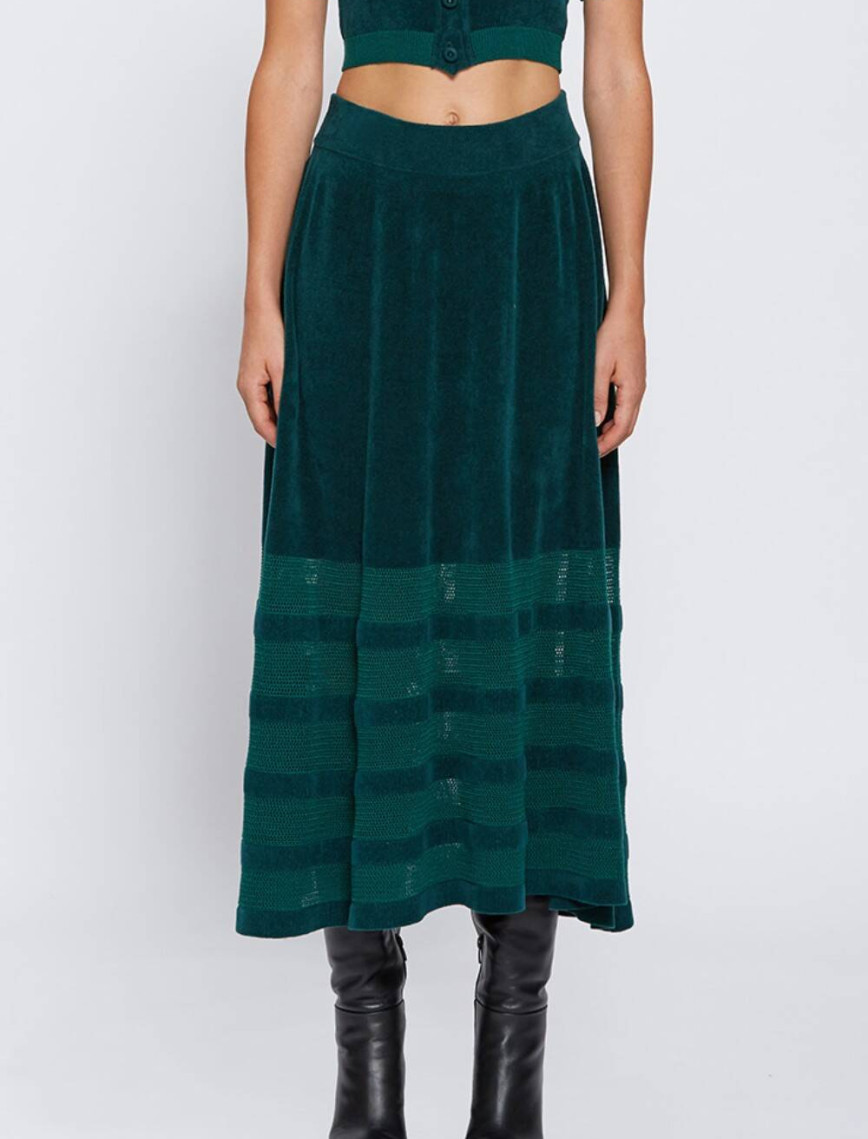 Knitss Kadife Doku Yeşil Triko Etek Knitss Kadife Doku Yeşil Triko Etek