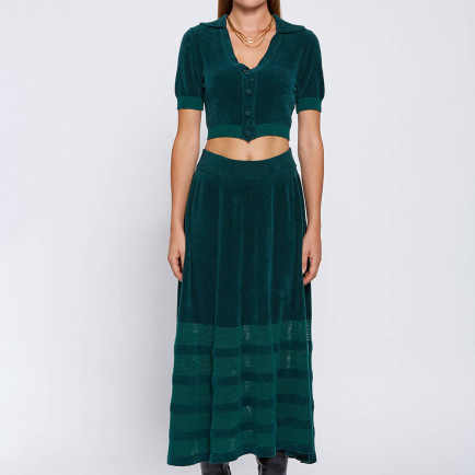 Knitss Kadife Doku Yeşil Triko Etek Knitss Kadife Doku Yeşil Triko Etek