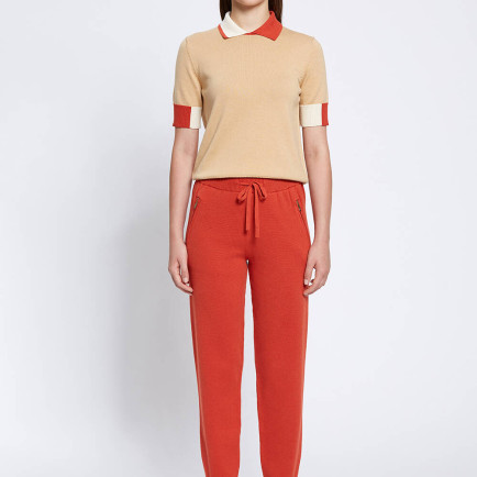 Knitss Merino Yün Karışımlı Turuncu Triko Pantolon Knitss Merino Yün Karışımlı Turuncu Triko Pantolon