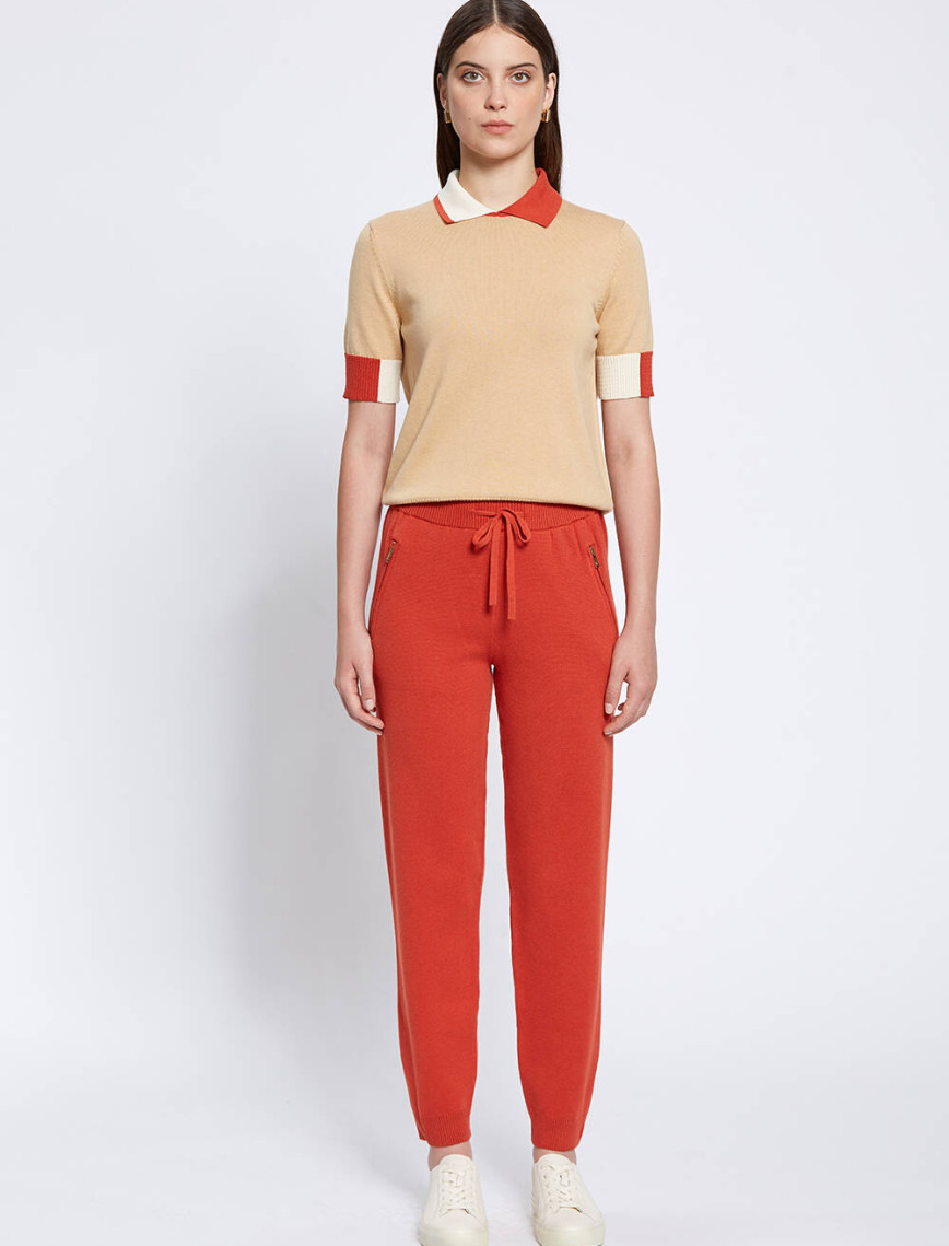 Knitss Merino Yün Karışımlı Turuncu Triko Pantolon Knitss Merino Yün Karışımlı Turuncu Triko Pantolon