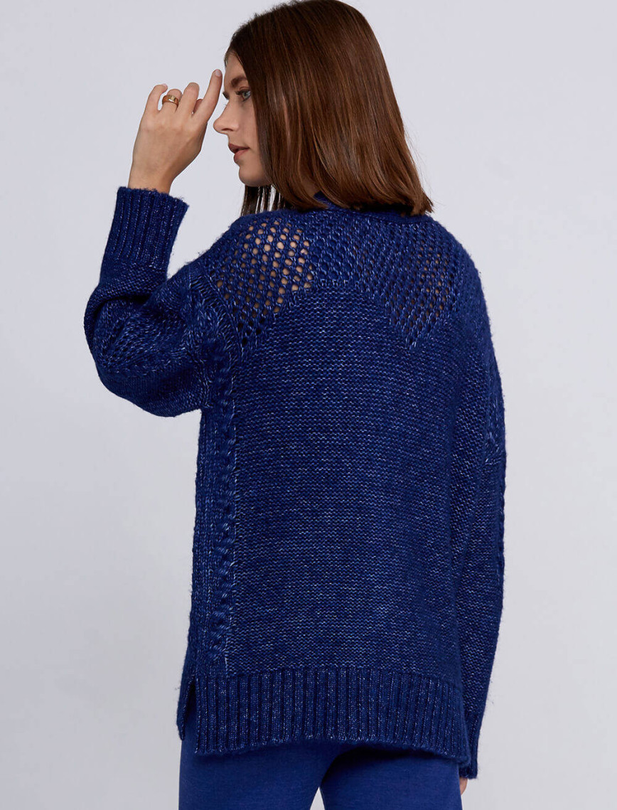 Knitss Yün Karışımlı Örgü Detaylı Lacivert Triko Hırka Knitss Yün Karışımlı Örgü Detaylı Lacivert Triko Hırka