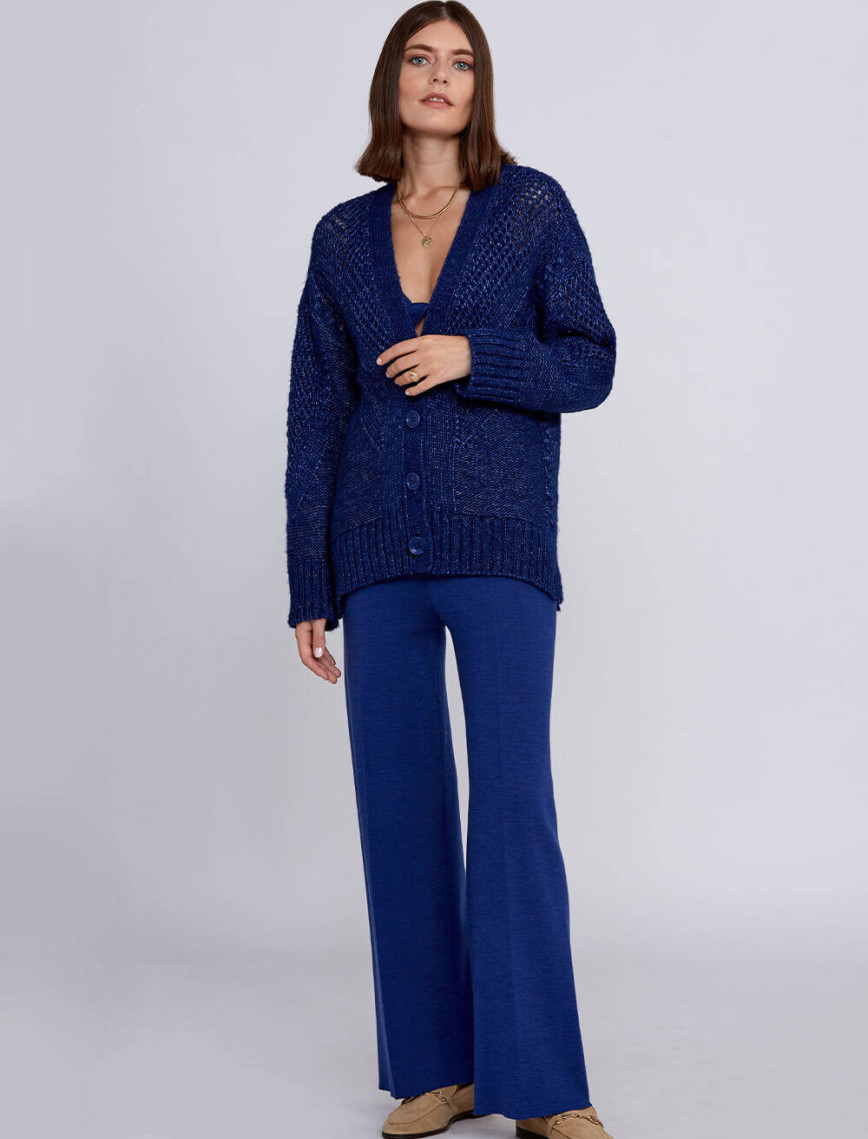 Knitss Yün Karışımlı Örgü Detaylı Lacivert Triko Hırka Knitss Yün Karışımlı Örgü Detaylı Lacivert Triko Hırka