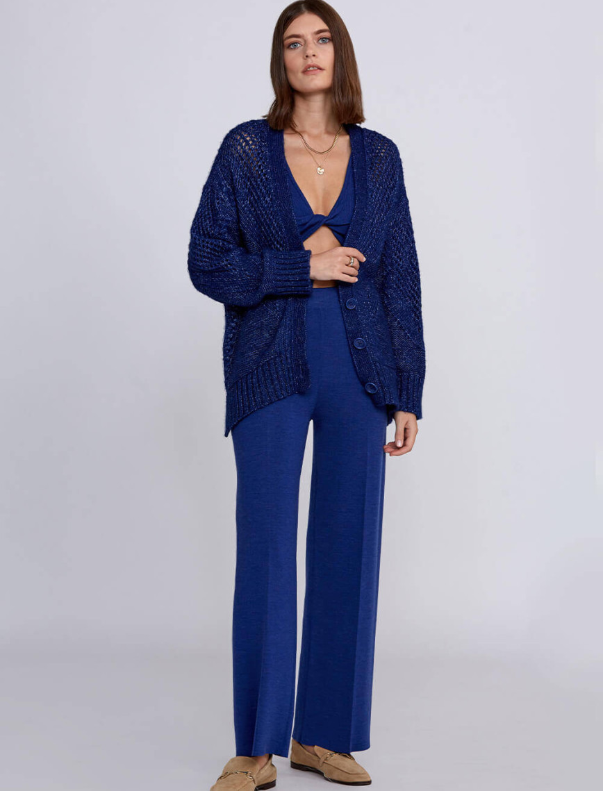 Knitss Yün Karışımlı Örgü Detaylı Lacivert Triko Hırka Knitss Yün Karışımlı Örgü Detaylı Lacivert Triko Hırka