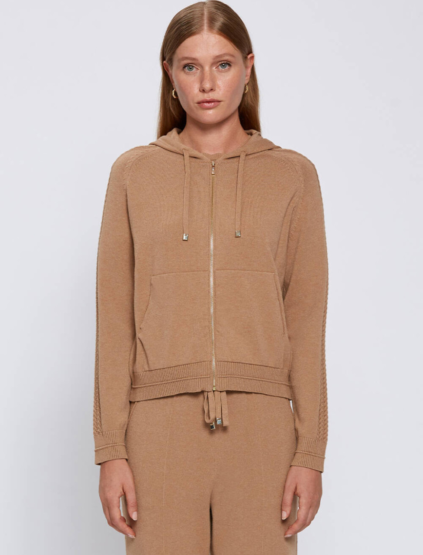 Knitss Kapüşonlu Camel Triko Hırka Knitss Kapüşonlu Camel Triko Hırka