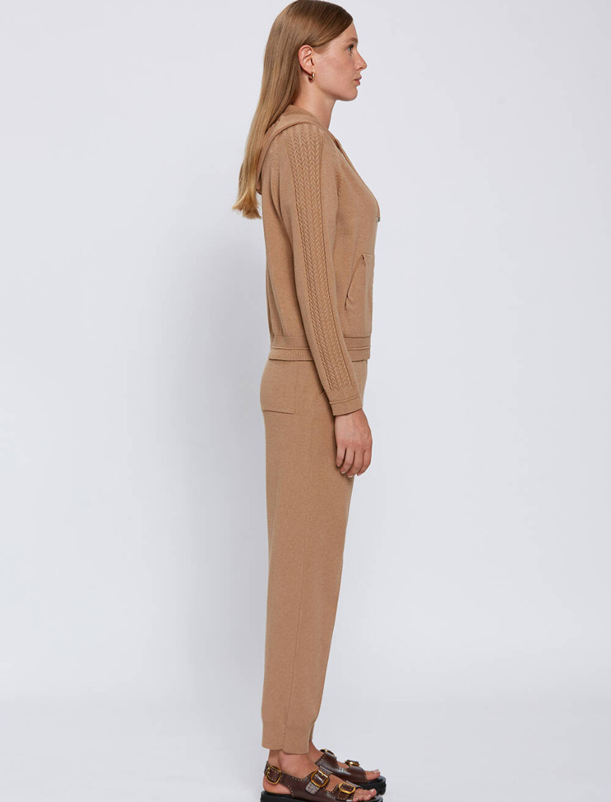 Knitss Kapüşonlu Camel Triko Hırka Knitss Kapüşonlu Camel Triko Hırka